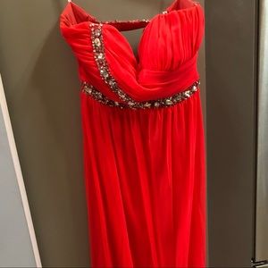 Beautiful coral colored prom dress